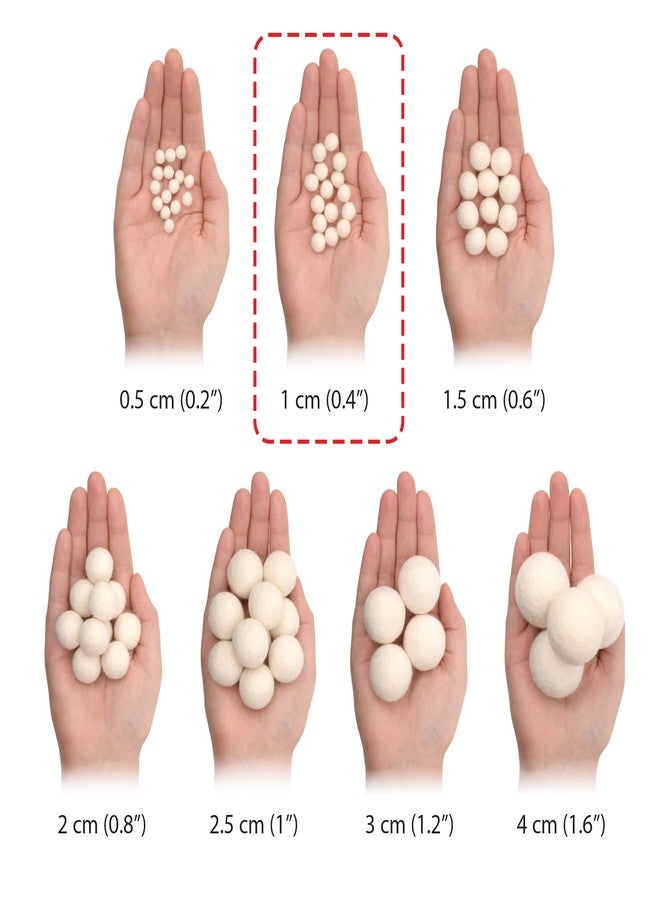 Glaciart One Felt Balls, Felt Wool Balls (120 Pieces) 1 Centimeter - 0.4 Inch, Handmade Felted 40 Color (Red, Pink, Blue, Gray, Black, White, Pastel and More) Bulk Small Puff for Felting and Garland - Image 5